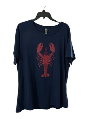 Navy Women’s Short Sleeve Tee with Red Lobster Graphic 1X
